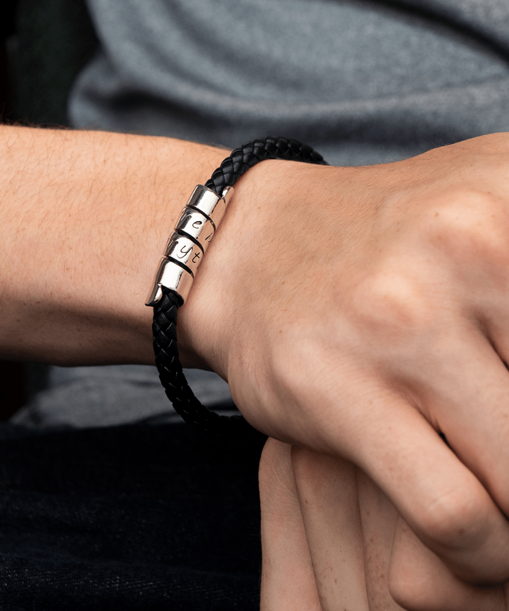 Mens Bracelet | Gift For Him, To My Husband, My Hubby, Fiance, Best Friend, Leather Bracelet, Love You