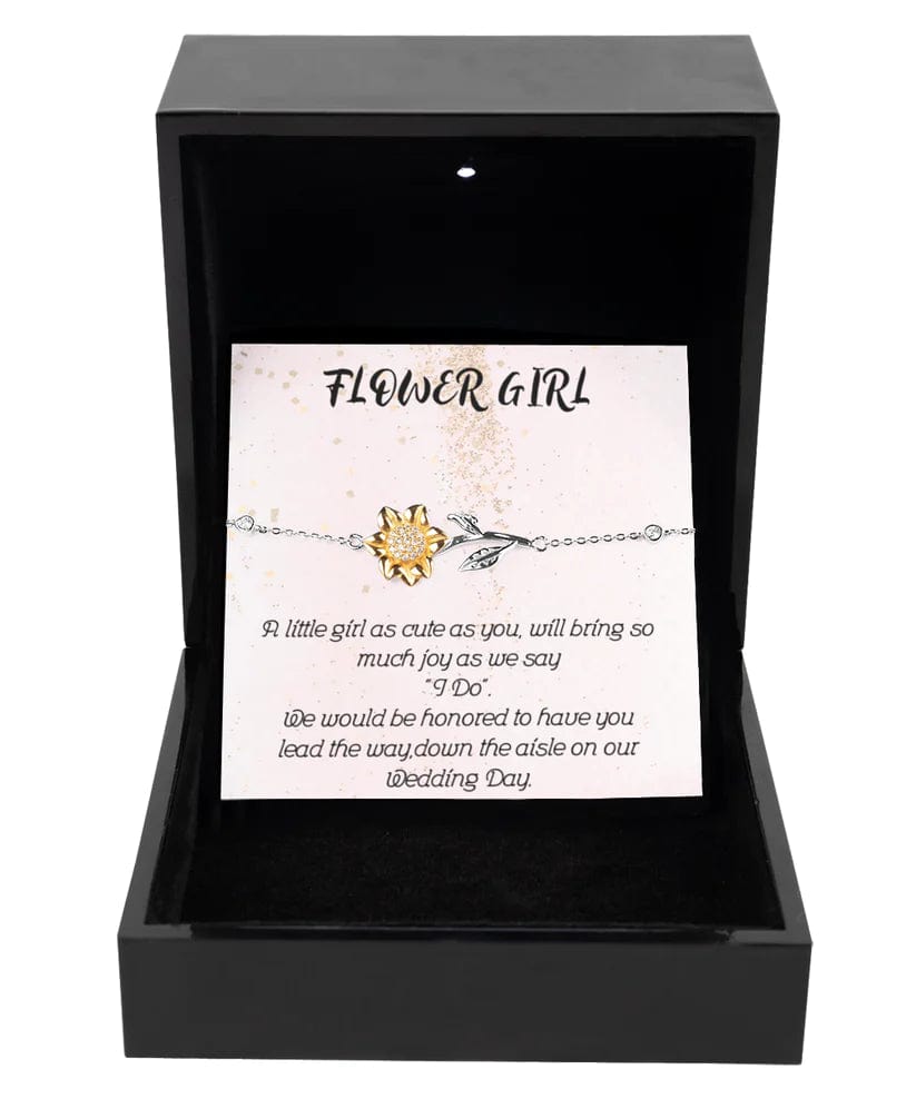 Flower Girl Gift | Flower girl Proposal, bracelet , Sunflower, Lead Us Down The Isle, Wedding Day, From Bride and Groom