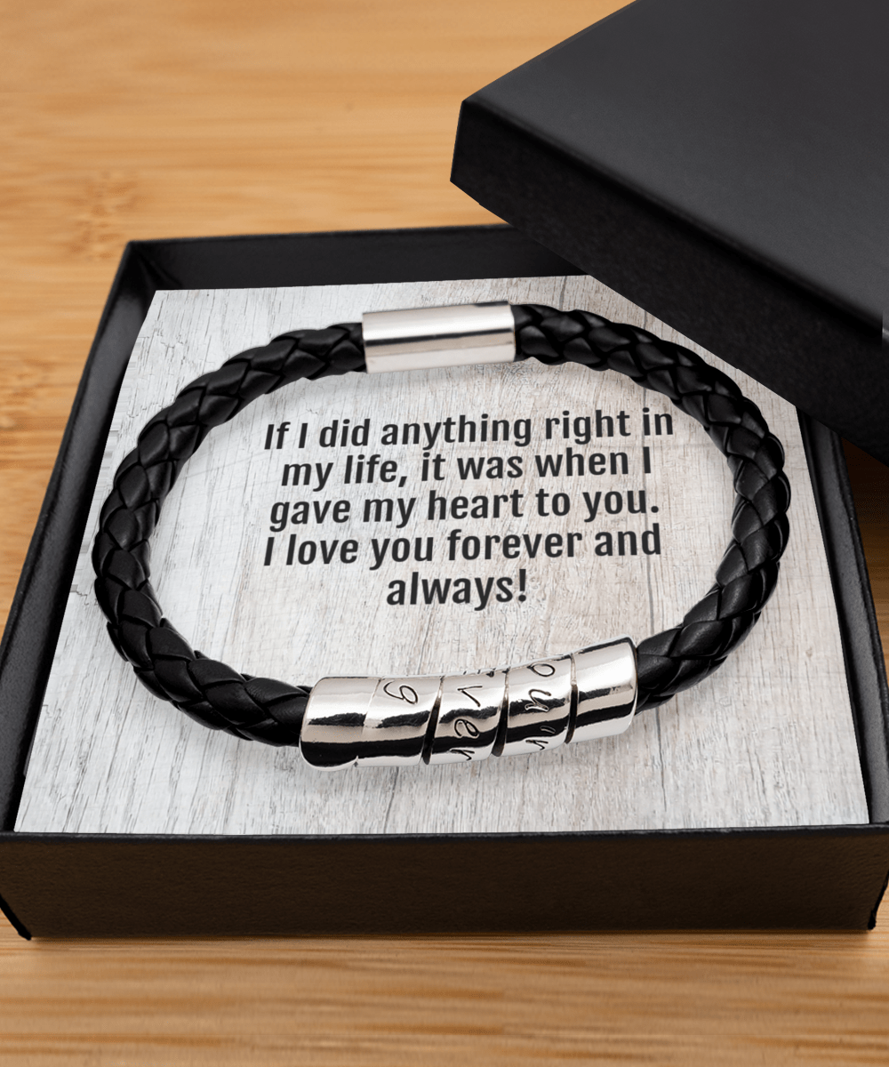 Mens Bracelet | Gift For Him, To My Husband, My Hubby, Fiance, Best Friend, Leather Bracelet, Love You