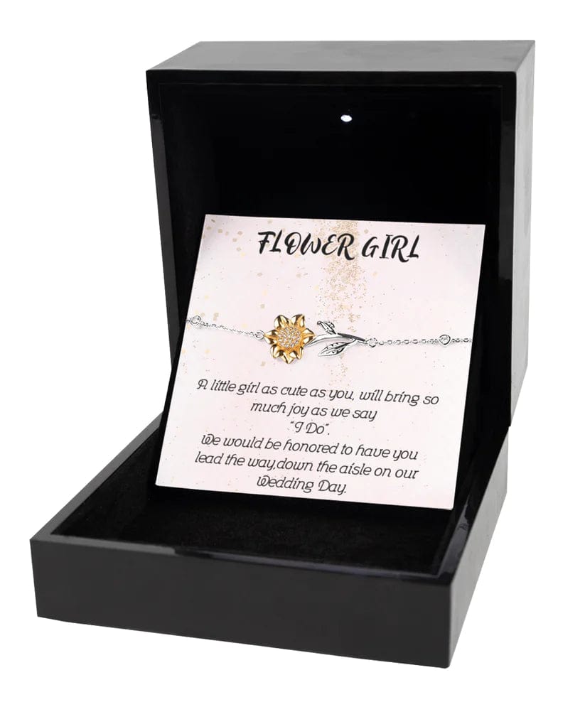 Flower Girl Gift | Flower girl Proposal, bracelet , Sunflower, Lead Us Down The Isle, Wedding Day, From Bride and Groom