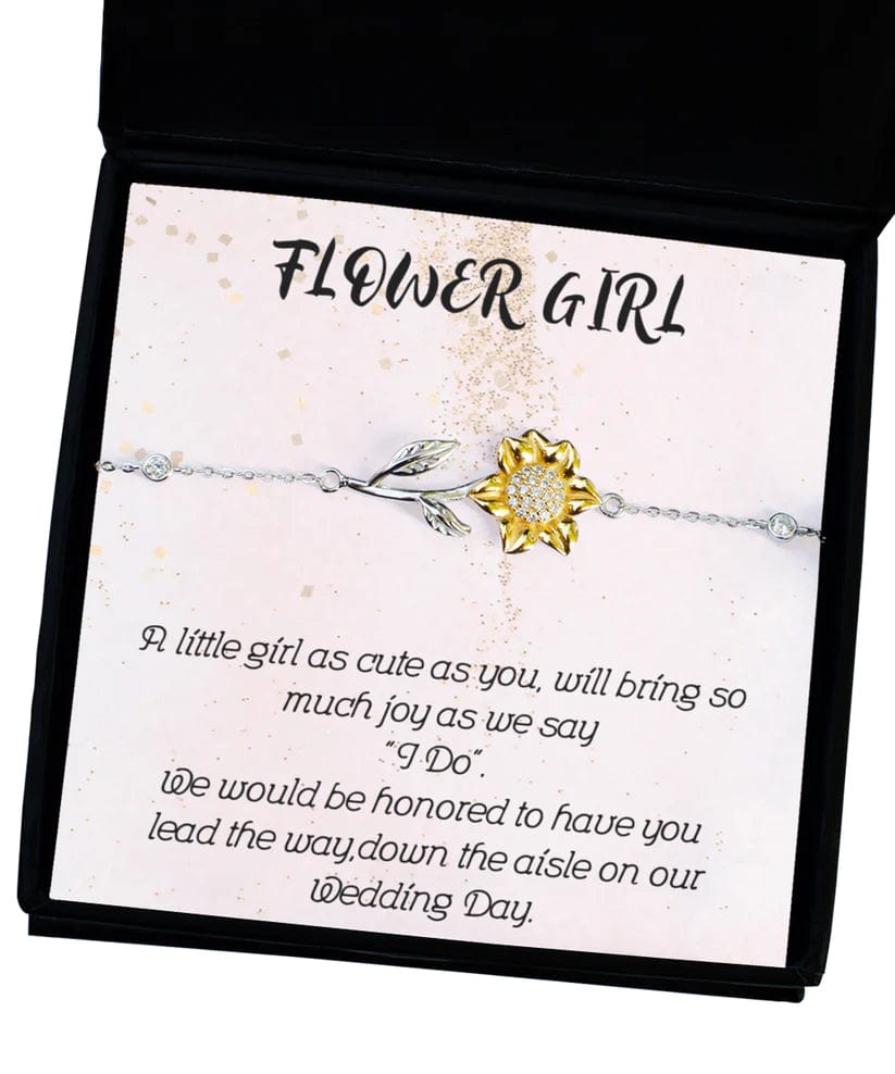 Flower Girl Gift | Flower girl Proposal, bracelet , Sunflower, Lead Us Down The Isle, Wedding Day, From Bride and Groom
