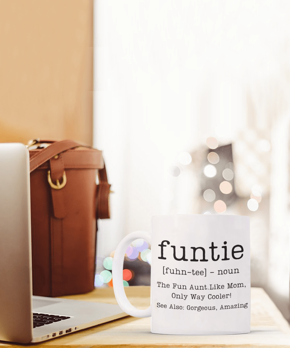 Aunt Gift | Auntie, Fun Aunt, Funtie, Coffee Tea Cup Mug, Birthday, Mothers Day, From Niece, Nephew