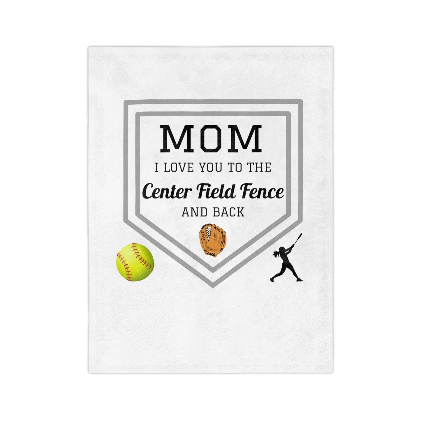 Blanket Gift For Mom | Copy Light Grey Velveteen Minky Throw, Softball Mom, Sports Mom, Birthday, Just Because