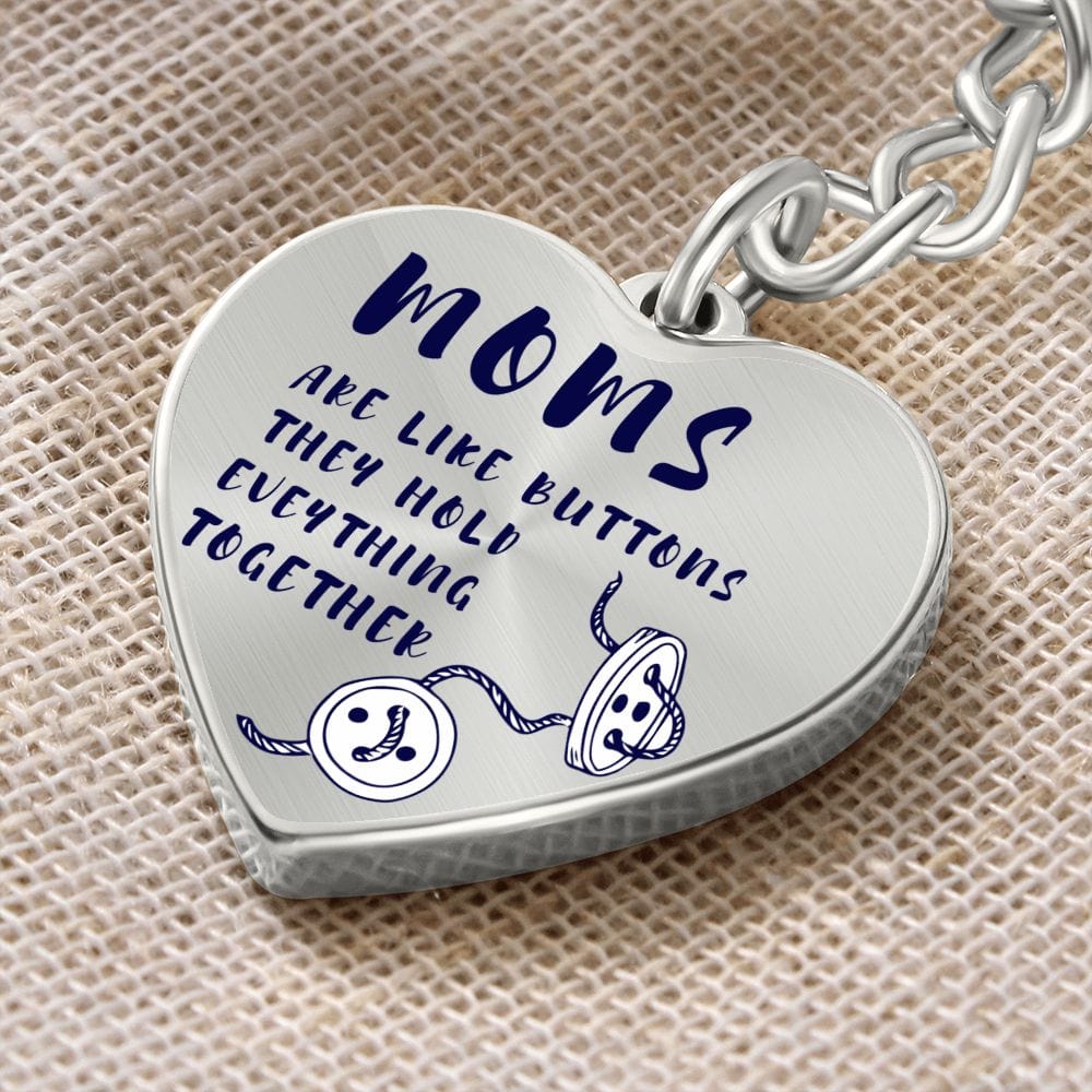 Keychain Gift For Mom | Buttons, Sewing Mom, Engraved Option, Mothers Day, Birthday, Just Because, From Son, Daughter, Husband