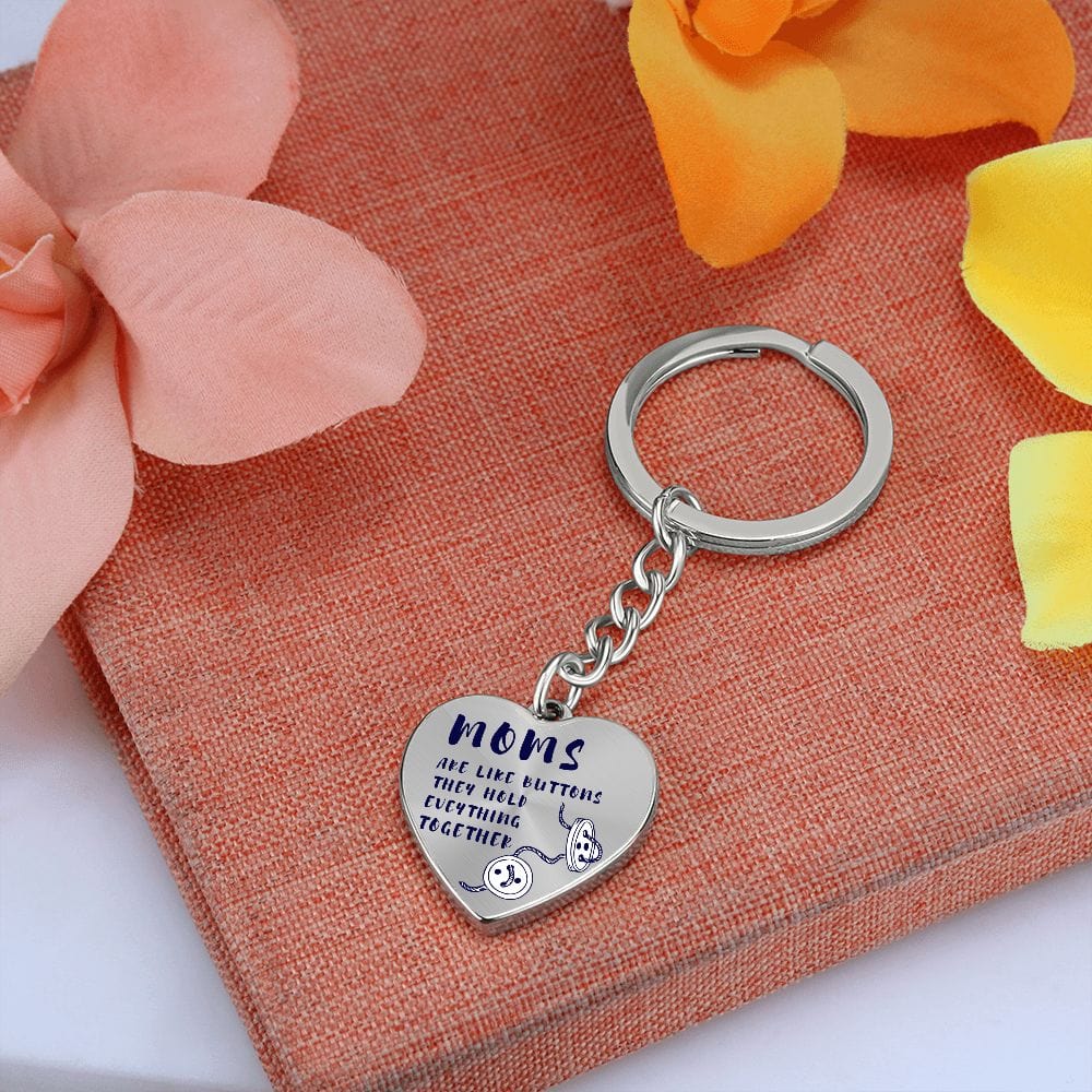 Keychain Gift For Mom | Buttons, Sewing Mom, Engraved Option, Mothers Day, Birthday, Just Because, From Son, Daughter, Husband