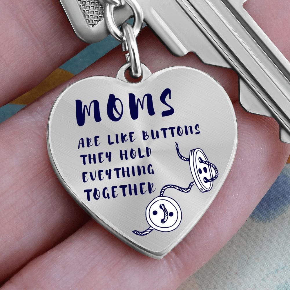 Keychain Gift For Mom | Buttons, Sewing Mom, Engraved Option, Mothers Day, Birthday, Just Because, From Son, Daughter, Husband