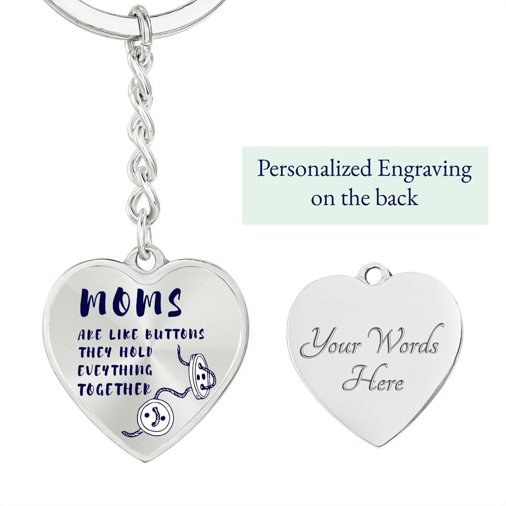 Keychain Gift For Mom | Buttons, Sewing Mom, Engraved Option, Mothers Day, Birthday, Just Because, From Son, Daughter, Husband