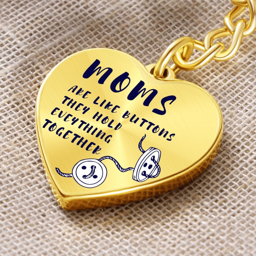 Keychain Gift For Mom | Buttons, Sewing Mom, Engraved Option, Mothers Day, Birthday, Just Because, From Son, Daughter, Husband