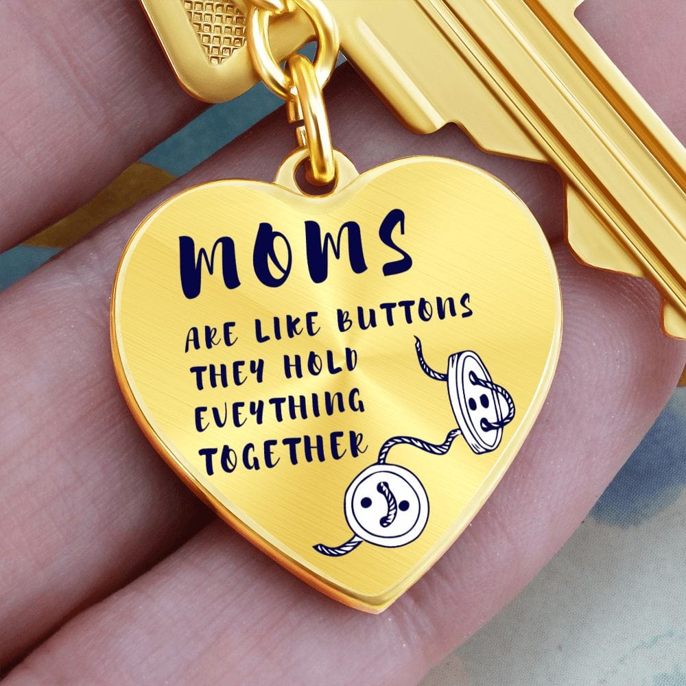 Keychain Gift For Mom | Buttons, Sewing Mom, Engraved Option, Mothers Day, Birthday, Just Because, From Son, Daughter, Husband