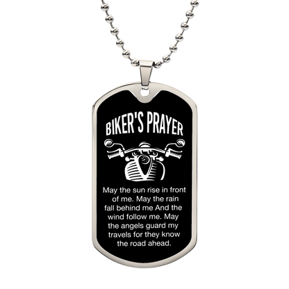 Dog tag bikers prayer for necklace