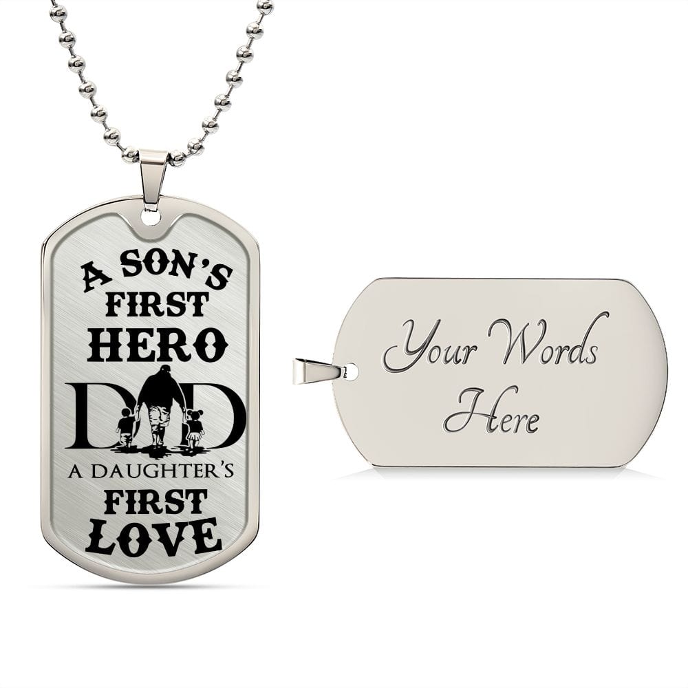 Gift For Dad | Dog Tag Necklace, Fathers Day, Birthday, Engraving Option