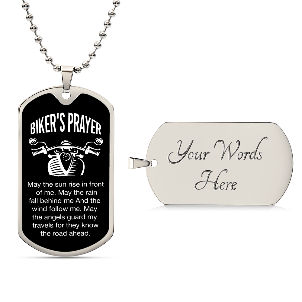 Dog tag bikers prayer for necklace