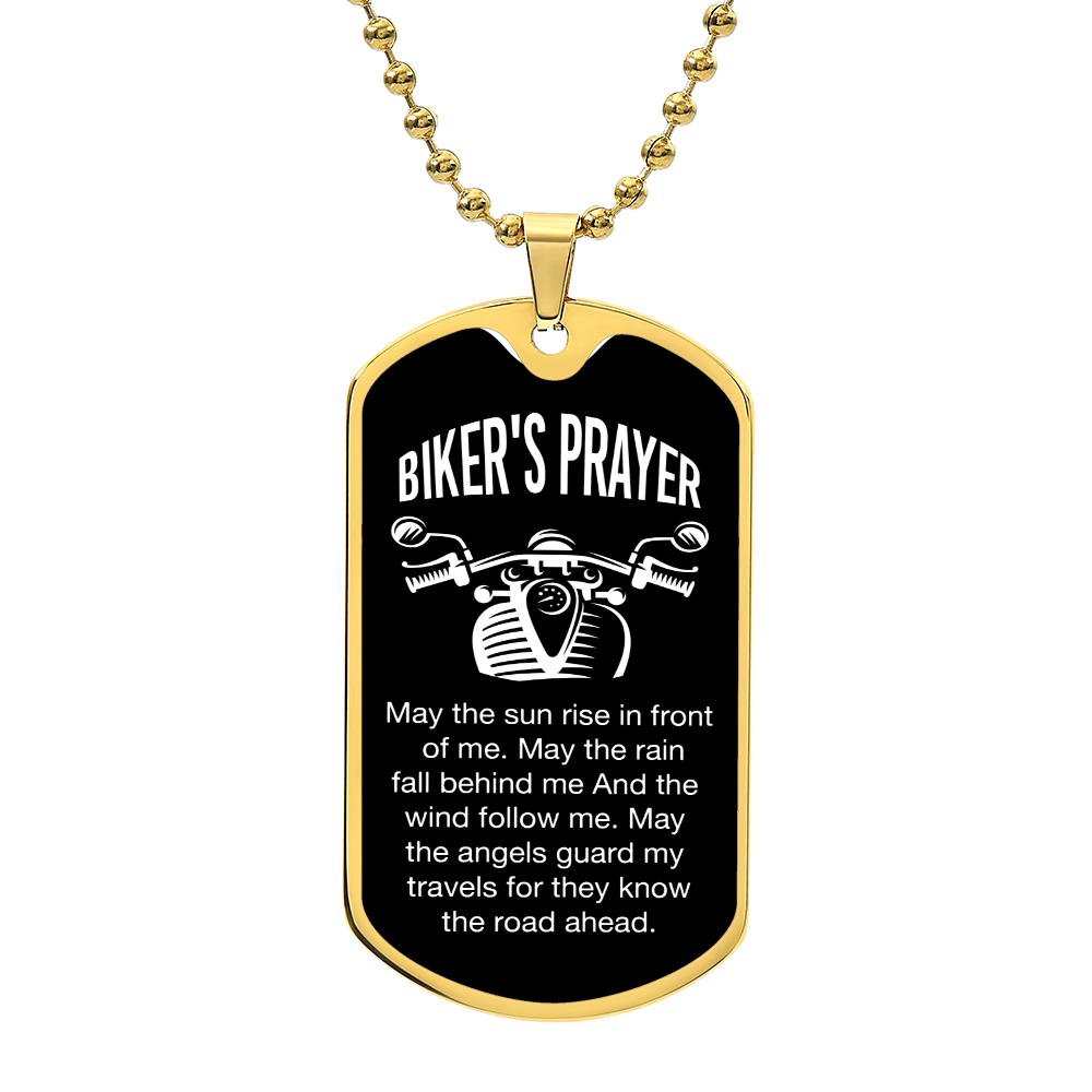 Dog tag bikers prayer for necklace