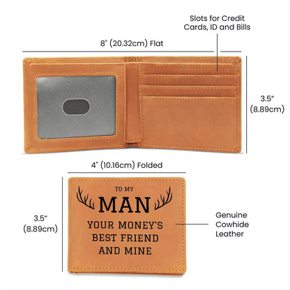 To My Man | Deer Hunter, Leather Wallet Gift, To Boyfriend, Husband, Anniversary, Birthday, Just Because