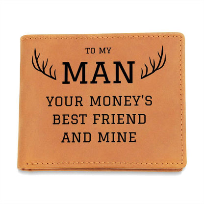 To My Man | Deer Hunter, Leather Wallet Gift, To Boyfriend, Husband, Anniversary, Birthday, Just Because