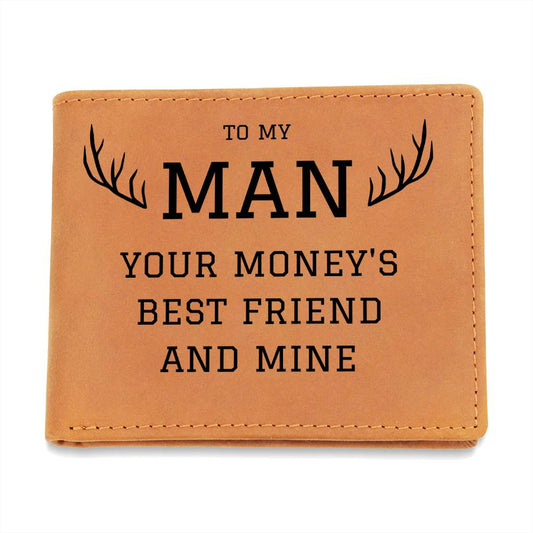 To My Man | Deer Hunter, Leather Wallet Gift, To Boyfriend, Husband, Anniversary, Birthday, Just Because