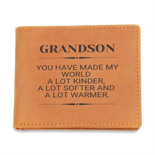 Grandson Wallet Gift | Gift From Grandmother, Grandfather, Genuine Leather Wallet, Birthday, Just Because
