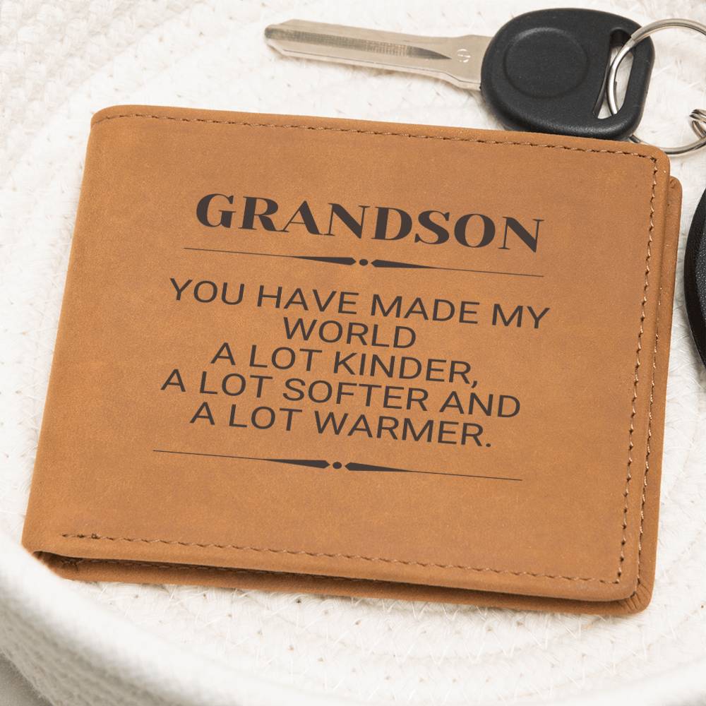 Grandson Wallet Gift | Gift From Grandmother, Grandfather, Genuine Leather Wallet, Birthday, Just Because