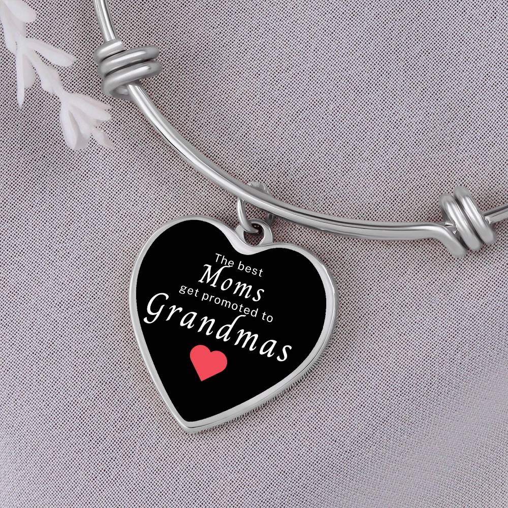 Grandma Gift | Engrave Option Heart Bracelet For Grandmothers, From Child, Grand Kids, Birthday, Just Becasue