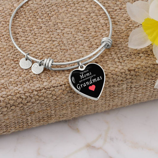 Grandma Gift | Engrave Option Heart Bracelet For Grandmothers, From Child, Grand Kids, Birthday, Just Becasue