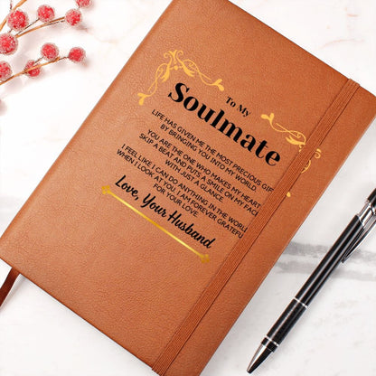 Soulmate Gift | Journal For My Wife, Partner, From Husband,, Vegan Leather, Birthday, Just Because