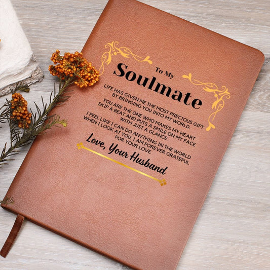 Soulmate Gift | Journal For My Wife, Partner, From Husband,, Vegan Leather, Birthday, Just Because