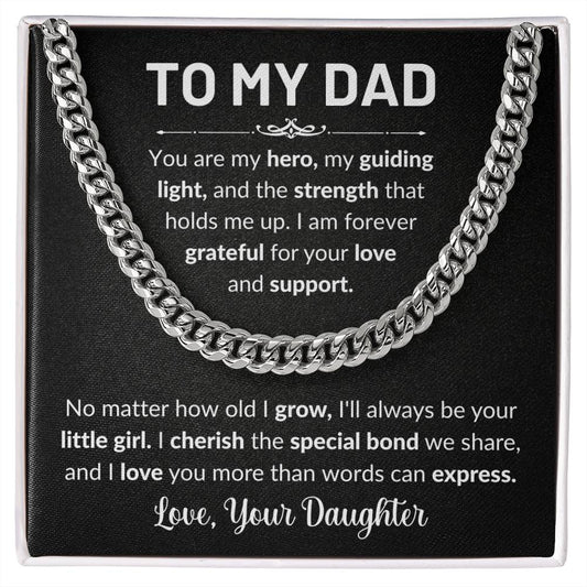 Gift For Dad | To Dad From Daughter, Cuban Chain Necklace, Fathers Day, Birthday