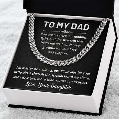 Gift For Dad | To Dad From Daughter, Cuban Chain Necklace, Fathers Day, Birthday