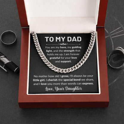 Gift For Dad | To Dad From Daughter, Cuban Chain Necklace, Fathers Day, Birthday