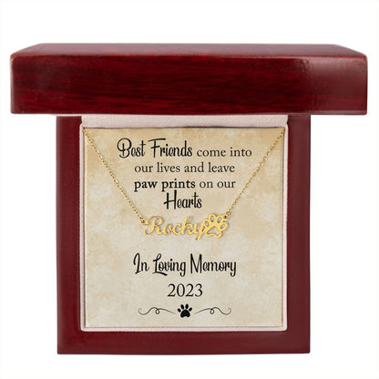 Pet Lover | Cat Dog Condolence Gift, Sorry For Your Loss, Grieving, Personalized Name Necklace with Paw Print