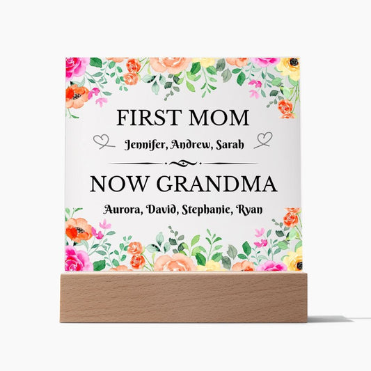 Grandma Gift | Family Tree Acrylic with Coloring Changing LED Option, Grandmother, Grandparents Day, Birthday, Mothers Day