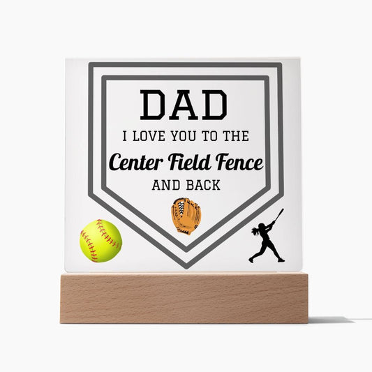 Dad Gift | Softball Dad, Sports Dad, Acrylic Plaque, Color changing LED Option, Fathers Day, Birthday