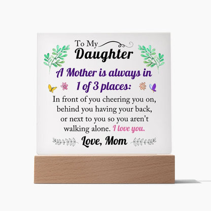 Gift To Daughter | From Mom, Light Up Coloring Changing Acrylic, Graduation, Birthday, Cheer Her Up