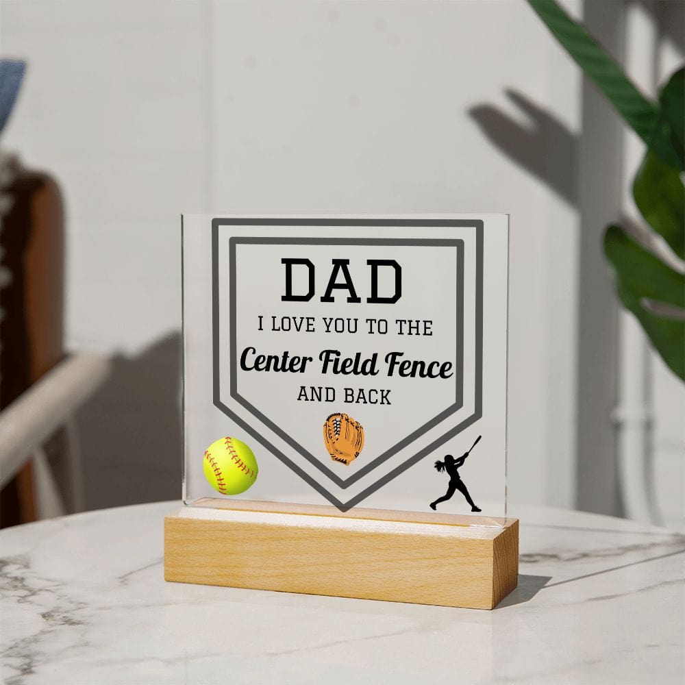 Dad Gift | Softball Dad, Sports Dad, Acrylic Plaque, Color changing LED Option, Fathers Day, Birthday