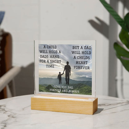 Dad Gift | A Fathers True Love, From Son, Acrylic Plaque With LED Light Option, Fathers Day, Birthday