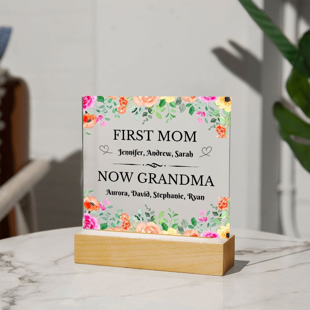 Grandma Gift | Family Tree Acrylic with Coloring Changing LED Option, Grandmother, Grandparents Day, Birthday, Mothers Day