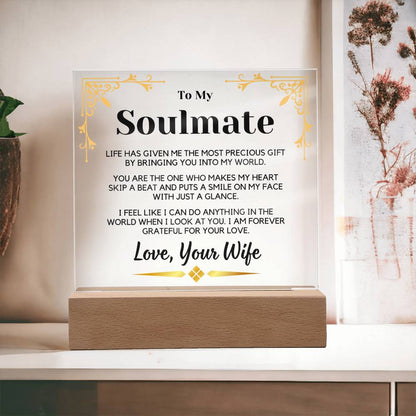 To My Soulmate | From Wife, To Husband, Hubby, Acrylic With LED, Fathers Day, Anniversary, Birthday, Just Because