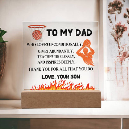 Gift For Dad | From Son, Basketball Fan, Acrylic With LED Option, Fathers Day, Birthday