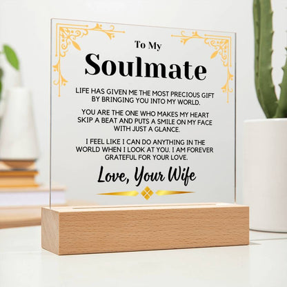 To My Soulmate | From Wife, To Husband, Hubby, Acrylic With LED, Fathers Day, Anniversary, Birthday, Just Because