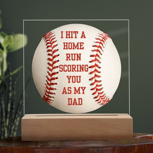 Gift For Dad | Baseball Acrylic Plaque, Home Run, Fathers Day, LED Option, Birthday
