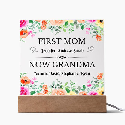 Grandma Gift | Family Tree Acrylic with Coloring Changing LED Option, Grandmother, Grandparents Day, Birthday, Mothers Day