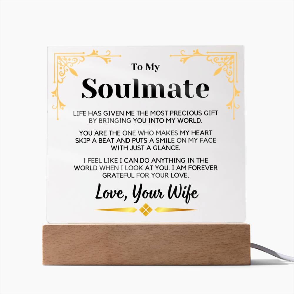 To My Soulmate | From Wife, To Husband, Hubby, Acrylic With LED, Fathers Day, Anniversary, Birthday, Just Because