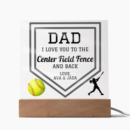 Gift For Dad | Softball Dad, Sports Fan, Personalized, Acrylic Plaque, LED Coloring Changing Lights Optional, Christmas, Holiday, Fathers Day, Birthday