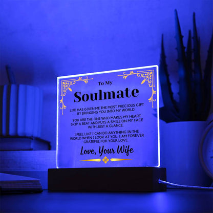 To My Soulmate | From Wife, To Husband, Hubby, Acrylic With LED, Fathers Day, Anniversary, Birthday, Just Because