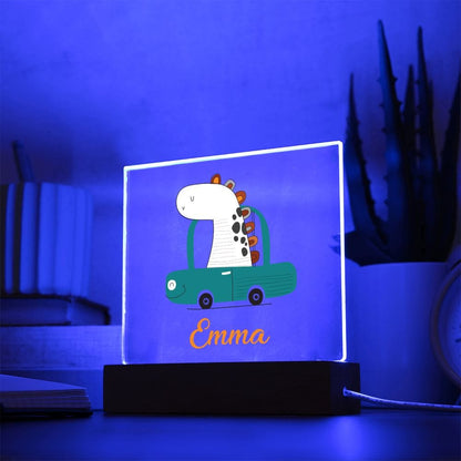Night Lights | Dinosaur Car, Dino, Custom Name Acrylics With Color Changing Light Up Option, Kids Room, Nursery, Baby Shower Gift, Birthday