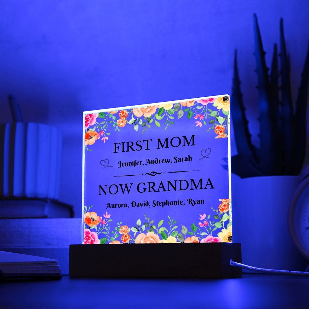 Grandma Gift | Family Tree Acrylic with Coloring Changing LED Option, Grandmother, Grandparents Day, Birthday, Mothers Day