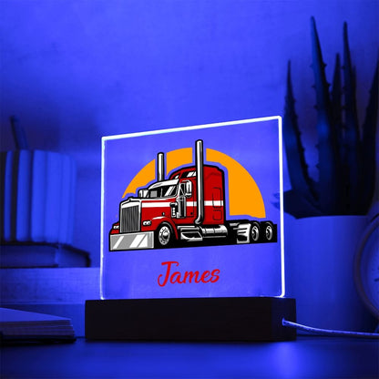 Night Lights | Semi Truck Custom Name Acrylics With Color Changing Light Up Option, Kids Room, Nursery, Baby Shower Gift, Birthday