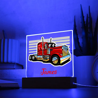 Night Lights | Semi Truck Custom Name Acrylics With Color Changing Light Up Option, Kids Room, Nursery, Baby Shower Gift, Birthday