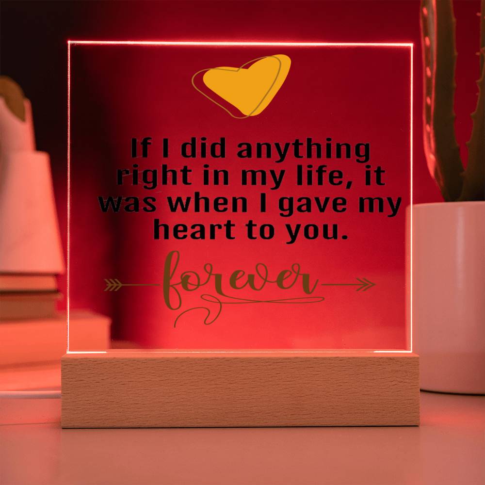 To My Partner Gift | Forever Love, To Boyfriend, Girlfriend,Fiance, Husband, Wife, Light Up Acrylic Option, Birthday, Anniversary