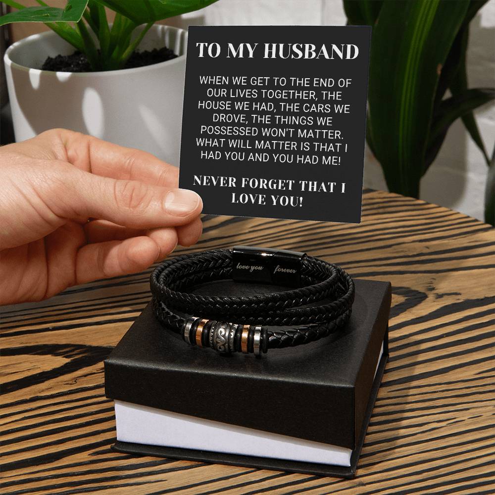 To My Husband Gift | From Wife, Soulmate, Forever Love, Beaded Vegan Leather Bracelet, Fathers Day, Birthday, Just Because